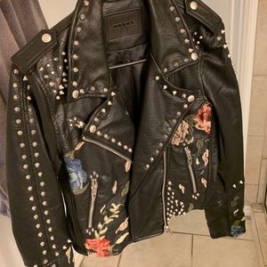 Studded Floral leather jacket